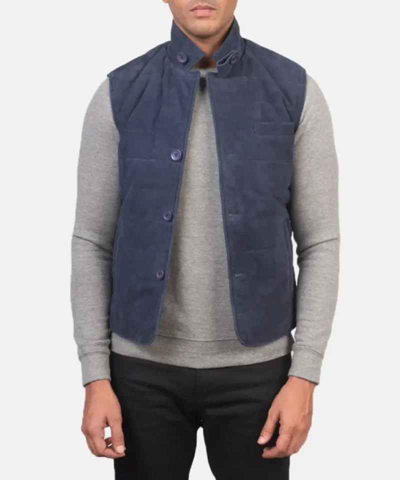 Men's Tony Blue Suede Vest