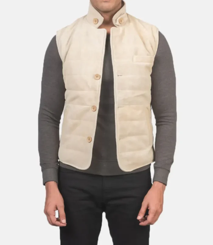 Men's Tony Off-White Suede Vest