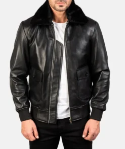 Men's Airin G-1 Black Leather Bomber Jacket