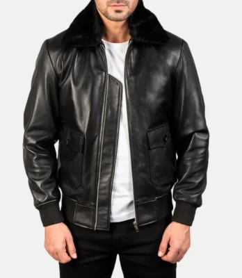 Men's Airin G-1 Black Leather Bomber Jacket