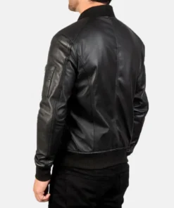 Men's Black Bomia Ma-1 Leather Bomber Jacket