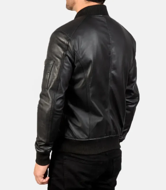Men's Black Bomia Ma-1 Leather Bomber Jacket