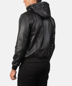 Men's Black Bouncer Biz Leather Bomber Jacket