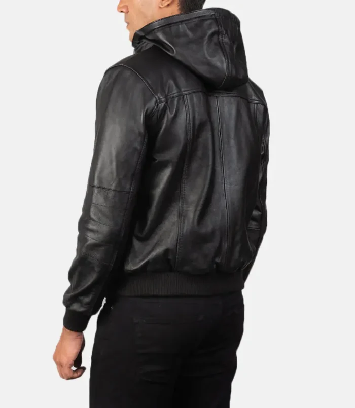 Men's Black Bouncer Biz Leather Bomber Jacket