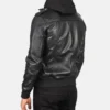 Men's Black Bravado Hooded Leather Bomber Jacket