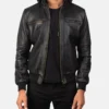 Men's Bouncer Biz Black Leather Bomber Jacket