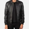 Men’s Coffmen Black A2 Leather Bomber Jacket