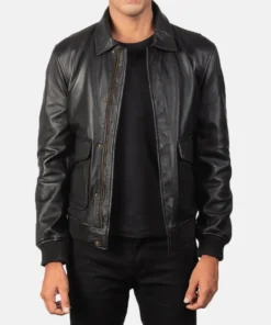 Men’s Coffmen Black A2 Leather Bomber Jacket