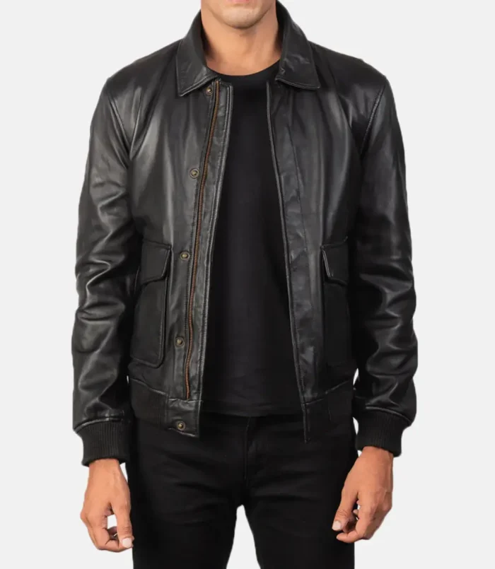 Men’s Coffmen Black A2 Leather Bomber Jacket