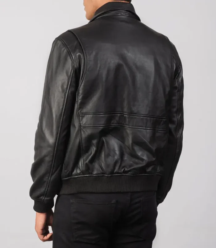 Men's Black A2 Coffmen Leather Bomber Jacket  