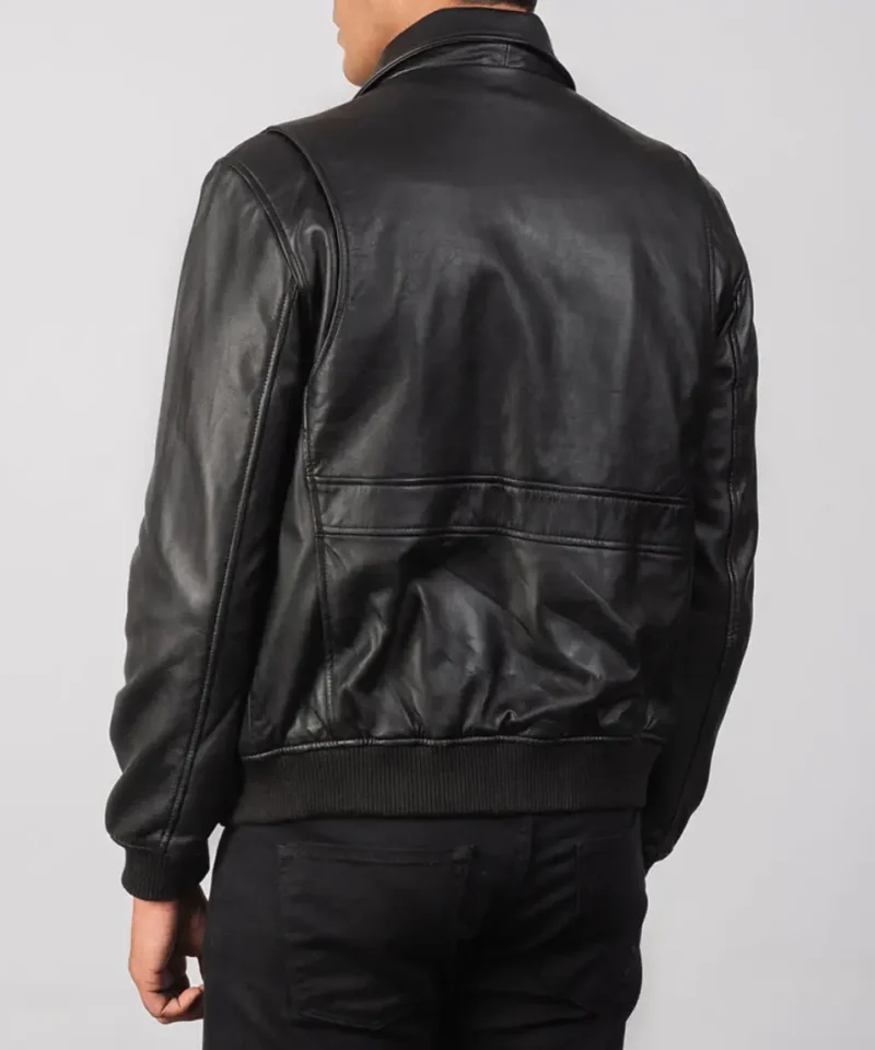 Men's Black A2 Coffmen Leather Bomber Jacket  