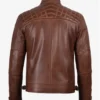 Men’s Brown Cognac Quilted Leather Biker Style Jacket