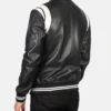 Men's Black Dantee Leather Varsity Jacket