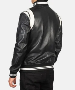 Men's Black Dantee Leather Varsity Jacket
