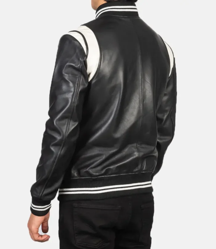 Men's Black Dantee Leather Varsity Jacket