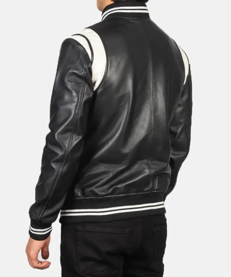 Men's Black Dantee Leather Varsity Jacket
