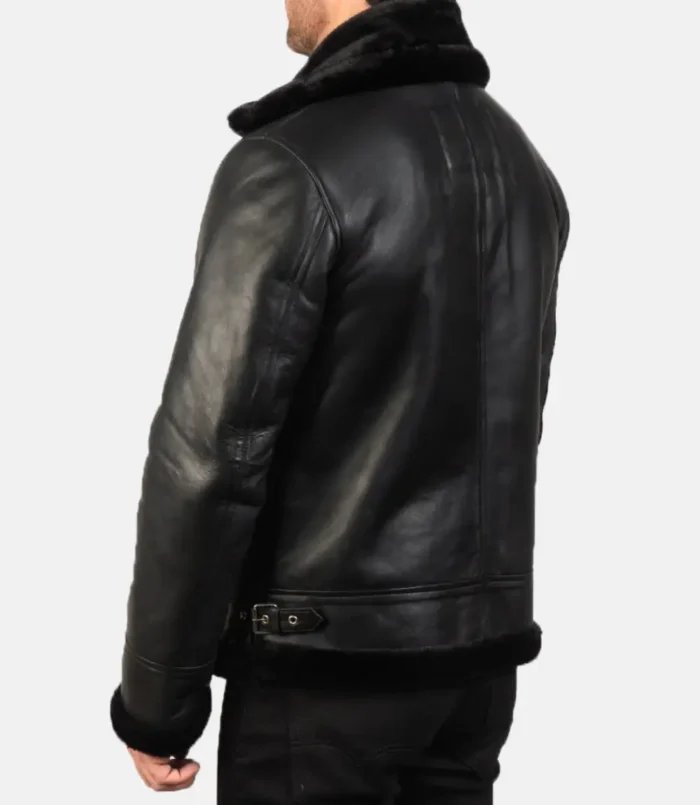 Men's Black Francis B-3 Leather Bomber Jacket
