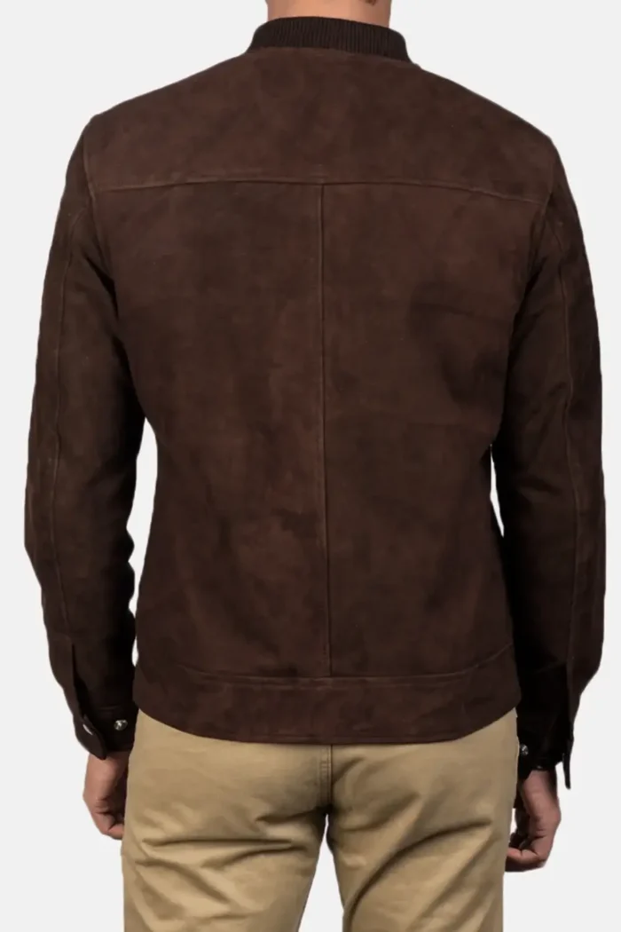Men's Mocha Suede Plain Bomber Jacket