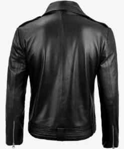 Men's Black Negan Asymmetrical Belted Biker Leather Jacket