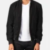 Men's Shane Black Suede Bomber Jacket
