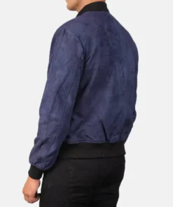 Men's Blue Shane Suede Bomber Jacket