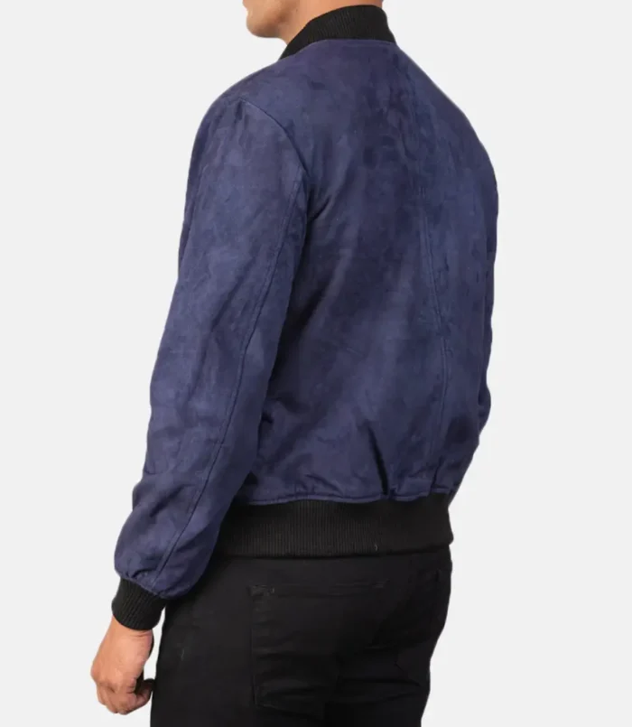 Men's Blue Shane Suede Bomber Jacket