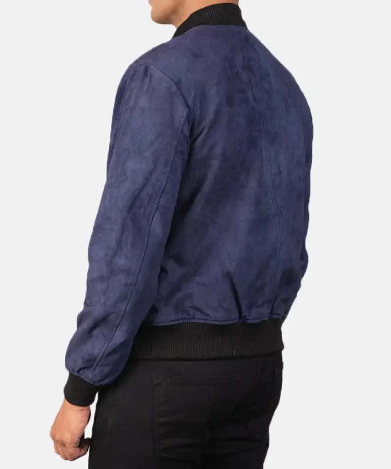 Men's Blue Shane Suede Bomber Jacket