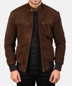 Men's Sven Mocha Suede Bomber Jacket