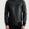 Men's Sven Black Leather Bomber Jacket