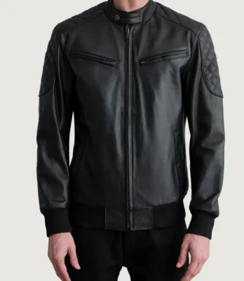 Men's Sven Black Leather Bomber Jacket