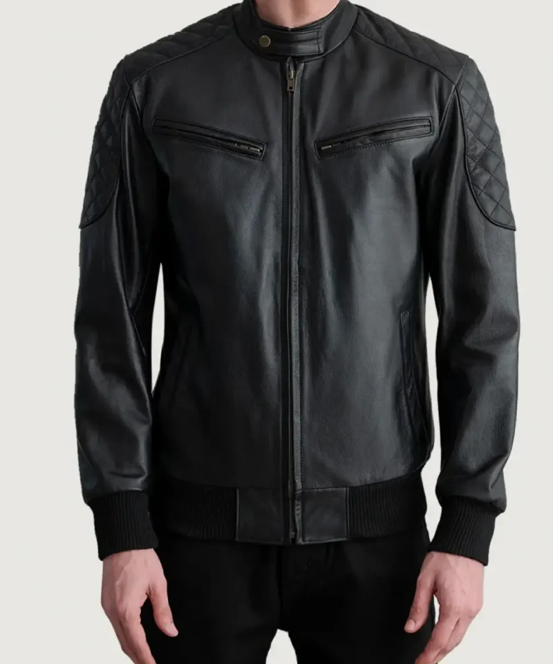 Men's Sven Black Leather Bomber Jacket