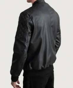 Men's Black Leather Sven Bomber Jacket