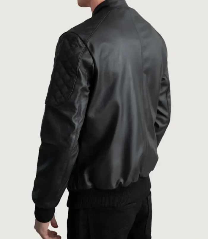 Men's Black Leather Sven Bomber Jacket