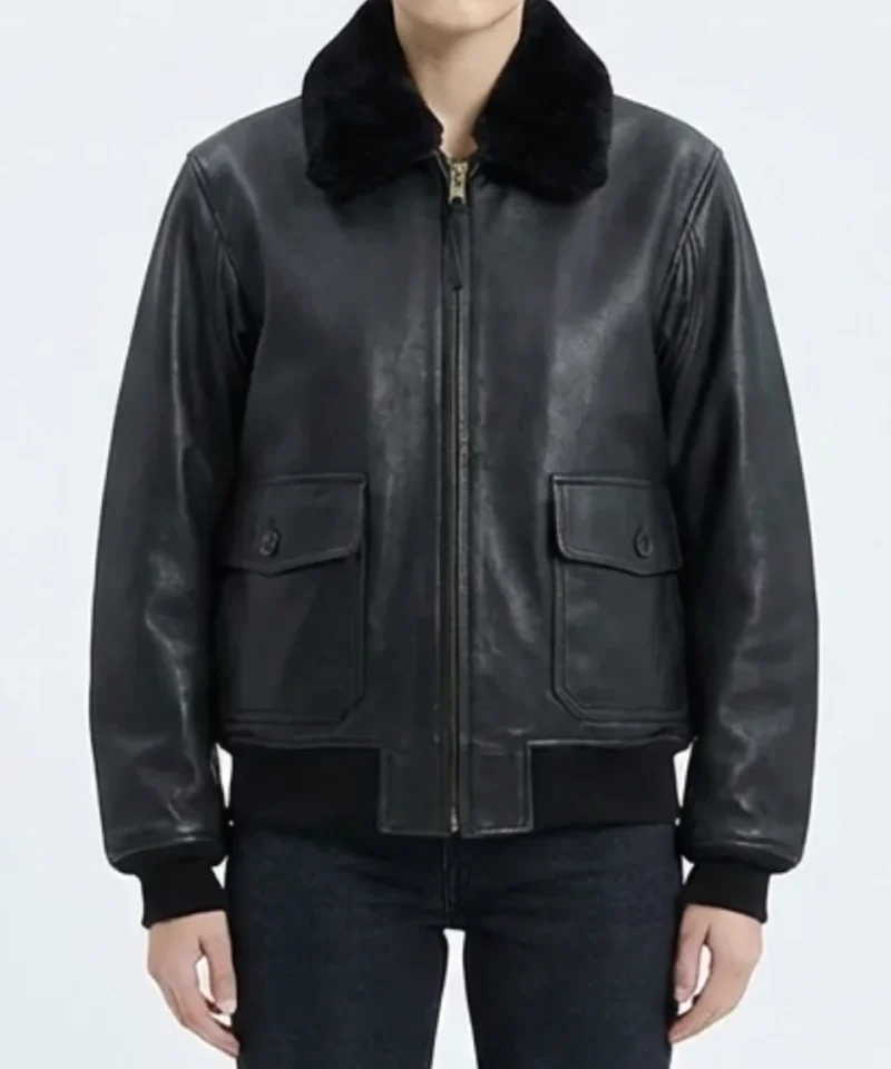Women's Black Stella G-1 Leather Bomber Jacket