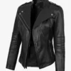 Women's Black Lambskin Leather Biker Style Jacket