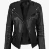Women's Black Lambskin Leather Biker Style Jacket