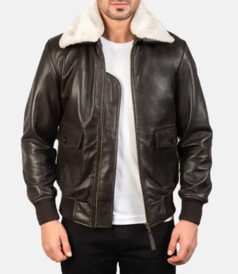 Men's Airin G-1 Brown Leather Bomber Jacket