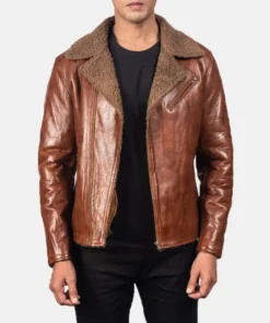 Men's Alberto Shearling Brown Leather Jacket