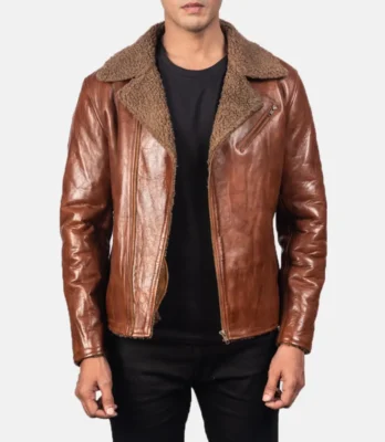 Men's Alberto Shearling Brown Leather Jacket