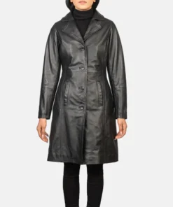 Women's Alexis Black Single Breasted Leather Coat