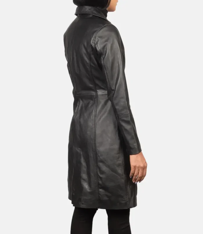 Women's Black Alexis Single Breasted Leather Coat