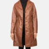 Women's Alexis Brown Single Breasted Leather Coat