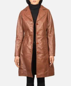 Women's Alexis Brown Single Breasted Leather Coat