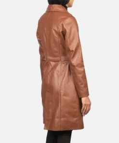 Women's Brown Alexis Single Breasted Leather Coat