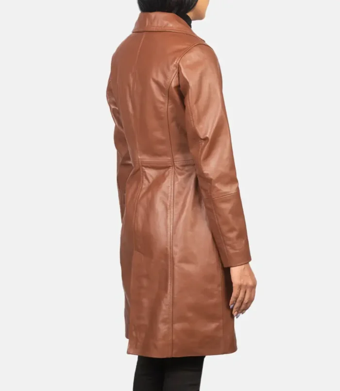 Women's Brown Alexis Single Breasted Leather Coat