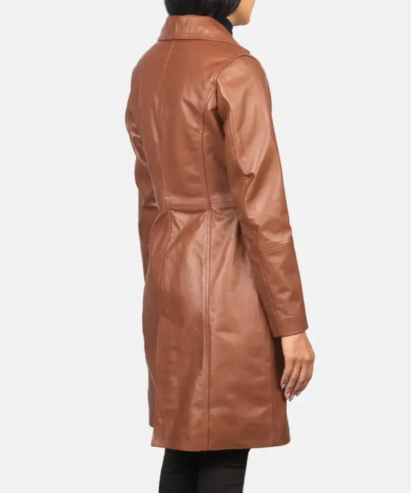 Women's Brown Alexis Single Breasted Leather Coat