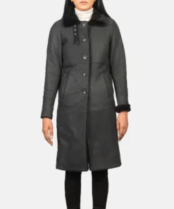 Women's Alina Shearling Black Leather Coat