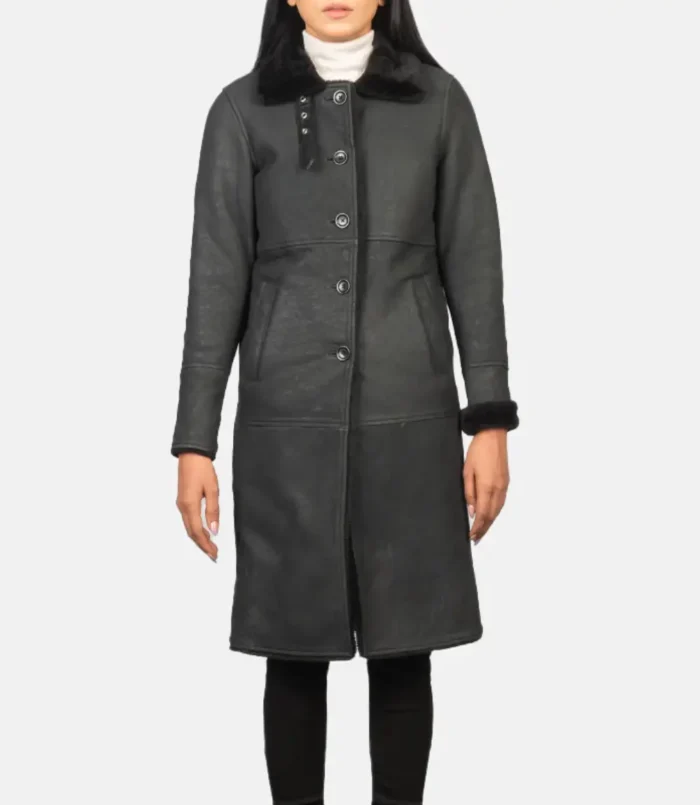 Women's Alina Shearling Black Leather Coat