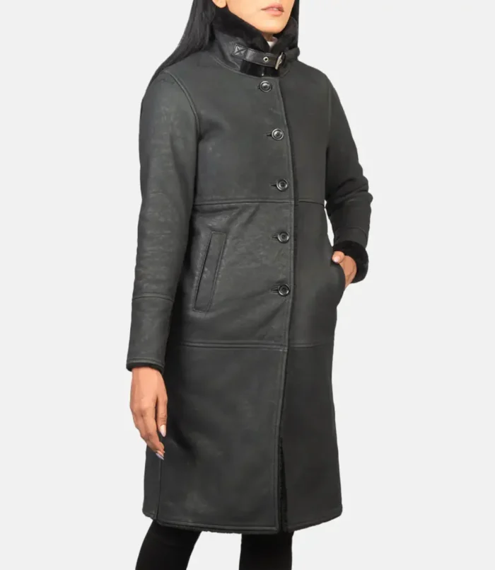 Women's Black Alina Shearling Leather Coat