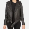 Women's Alison Brown Leather Biker Jacket